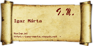 Igaz Márta névjegykártya